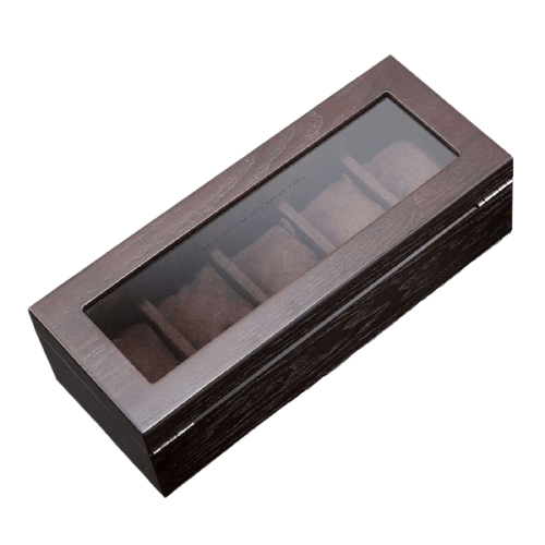 BROWN WOOD WATCHBOX<br/> 5 SLOTS