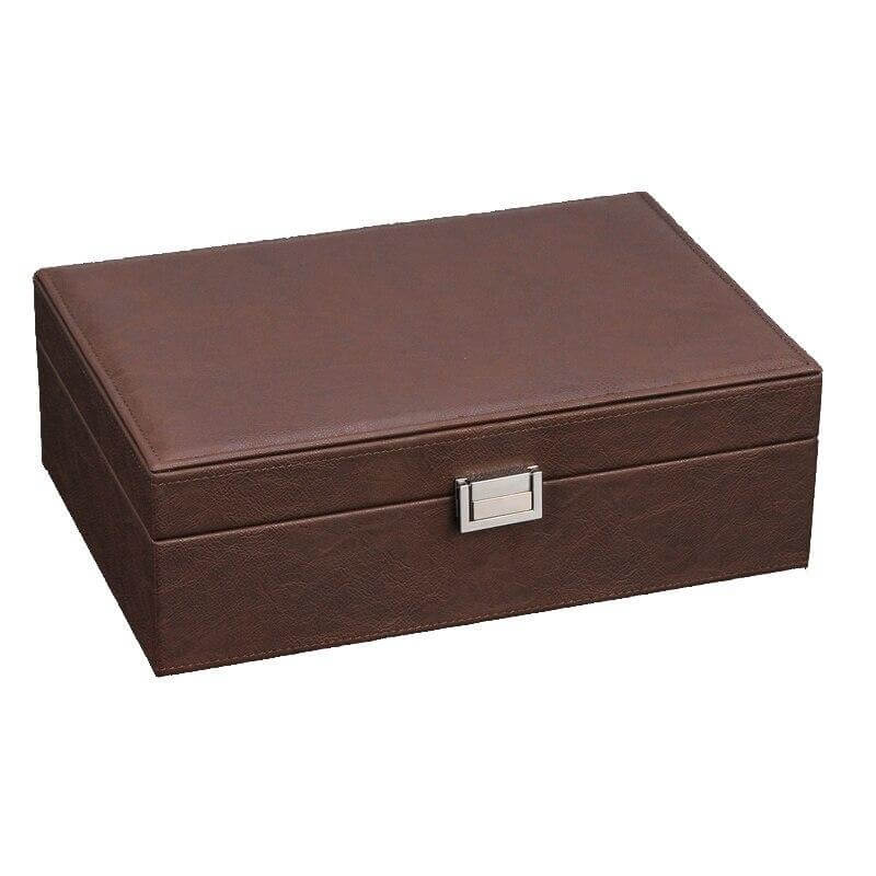 LUXURY BROWN LEATHERETTE WATCH BOX  <br/>10 SLOTS