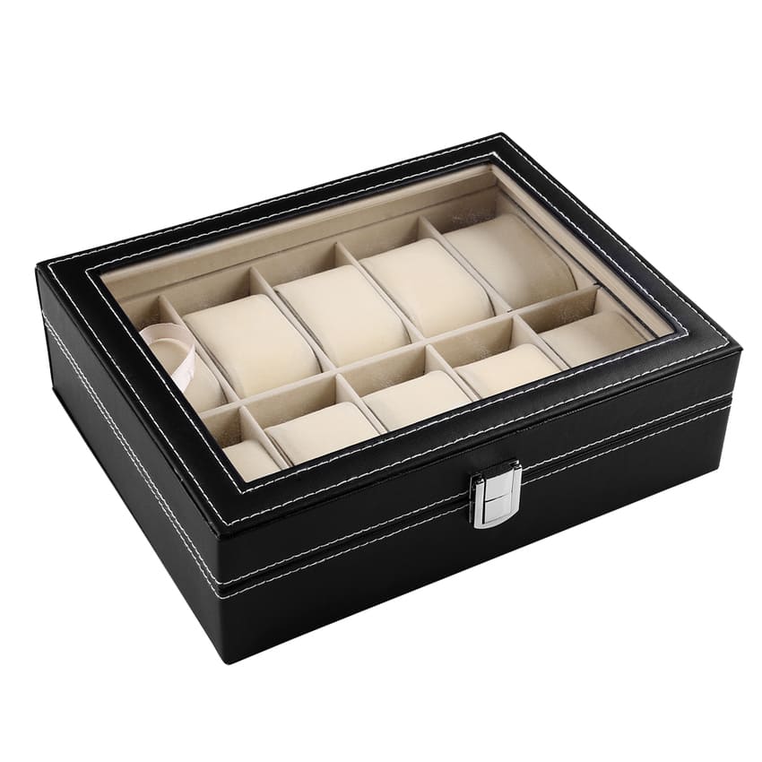 WATCH BOX IMITATION LEATHER <br/> 10 SLOTS